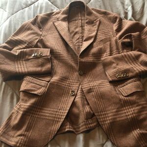 Eleventy Brown Plaid Sport Coat size 50 (40 US)